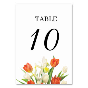 Orange and Beige Tulip Wedding Table Numbers