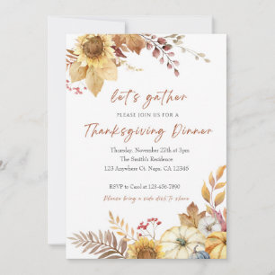 Orange and Beige Watercolor Thanksgiving Invite
