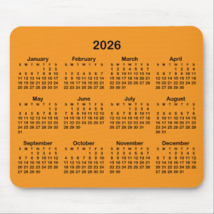 Orange and Black 2026 Calendar Mouse Pad