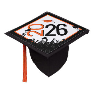 Orange and Black 2026 Graduation Cap Topper