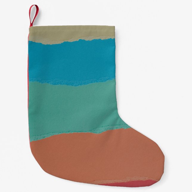 Orange and black abstract painting small christmas stocking (Front)