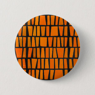Orange and black african tribal pattern 2 inch round button