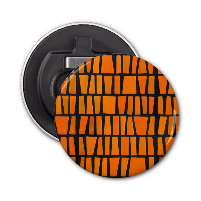 Orange and black african tribal pattern bottle opener (Front)