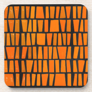 Orange and black african tribal pattern coaster