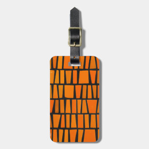 Orange and black african tribal pattern luggage tag