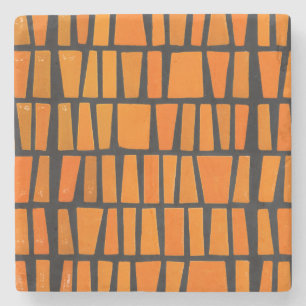 Orange and black african tribal pattern stone coaster