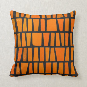Orange and black african tribal pattern throw pillow