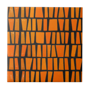 Orange and black african tribal pattern tile