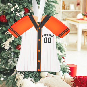 Orange and Black Baseball Jersey Ornament