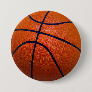 Orange and Black Basketball 3 Inch Round Button