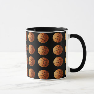 Orange And Black Basketball Pattern, Mug