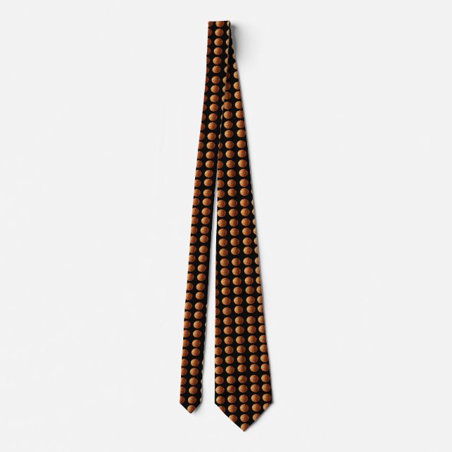 Orange And Black Basketball Pattern, Tie (Back)