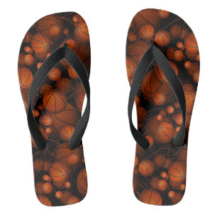 Orange and black basketballs everywhere flip flops