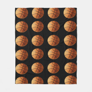 Orange And Black Basketballs Pattern, Medium Fleece Blanket