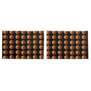 Orange And Black Basketballs Pattern,   Pillowcase