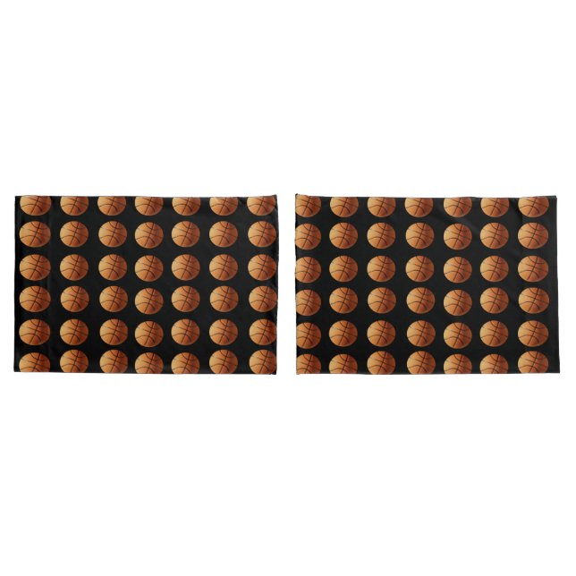 Orange And Black Basketballs Pattern,   Pillowcase (Back-Set)