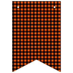 Orange and black buffalo plaid bunting flags