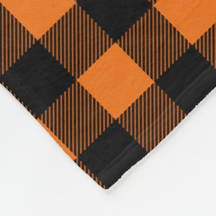 Orange and Black Buffalo Plaid Fleece Blanket