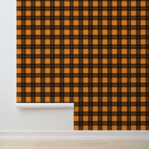 Orange and Black Buffalo Plaid Halloween Wallpaper