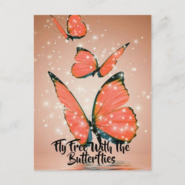 Orange and Black Butterflies with Black Borders Postcard (Front)