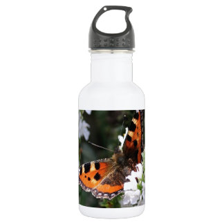 Orange and Black Butterfly on White Flowers 532 Ml Water Bottle