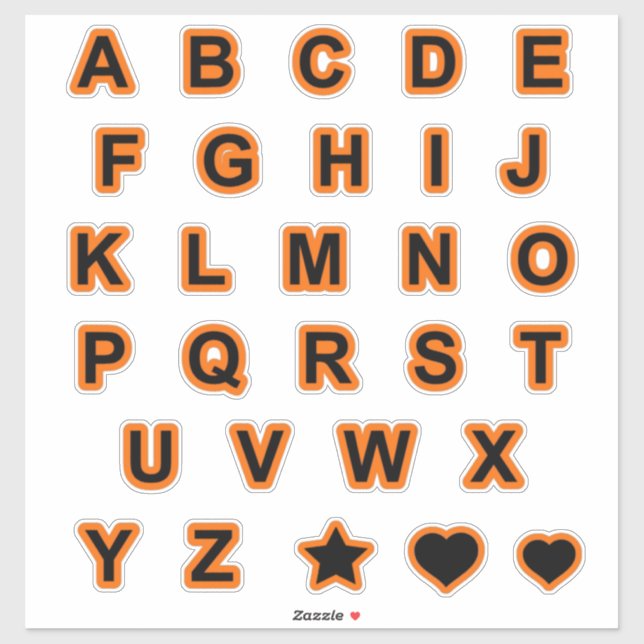   Orange and Black Capital Text Letters Alphabet (Sheet)