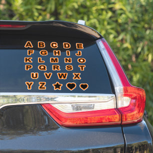 Orange and Black Capital Text Letters Alphabet