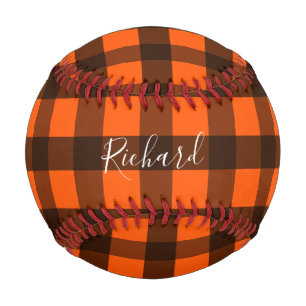 Orange and Black Checker Baseball