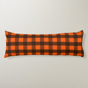 Orange and Black Checker Body Pillow