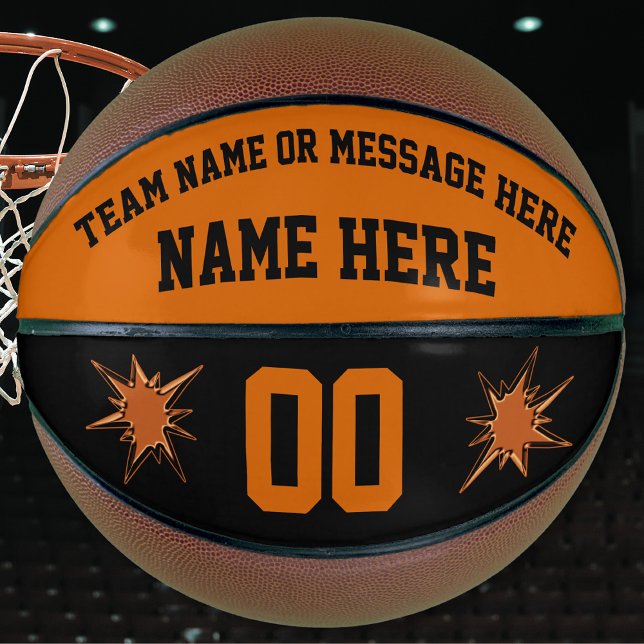 Orange and Black Custom Basketball Full Size, Mini (Christmas gift for a basketball player. Personalized basketball gifts for seniors. Orange and Black.)