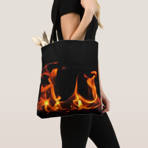 Orange and Black Dancing Fire Flames Tote Bag