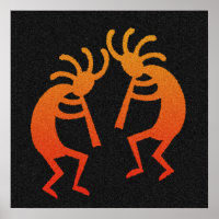 Orange And Black Dancing Kokopelli