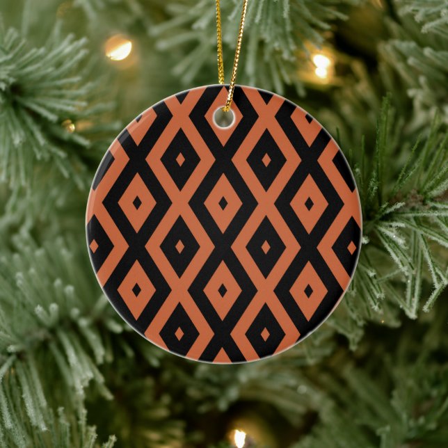 Orange and black diamond pattern ceramic ornament (Tree)
