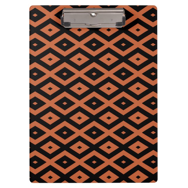 Orange and black diamond pattern clipboard (Front)