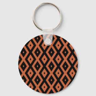 Orange and black diamond pattern keychain