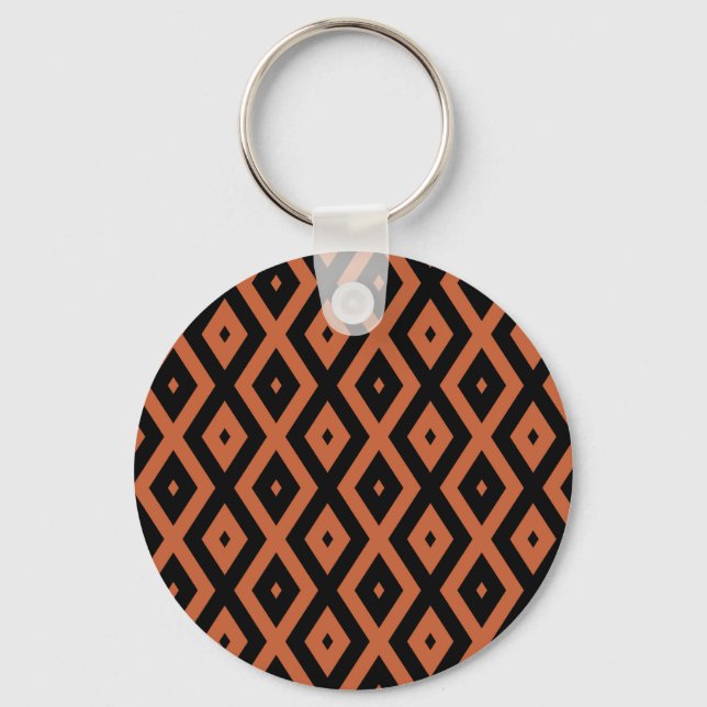 Orange and black diamond pattern keychain (Front)