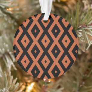 Orange and black diamond pattern ornament