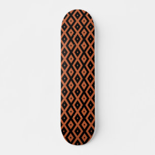 Orange and black diamond pattern skateboard