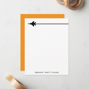 Orange and Black F-15 Personal Stationery Card
