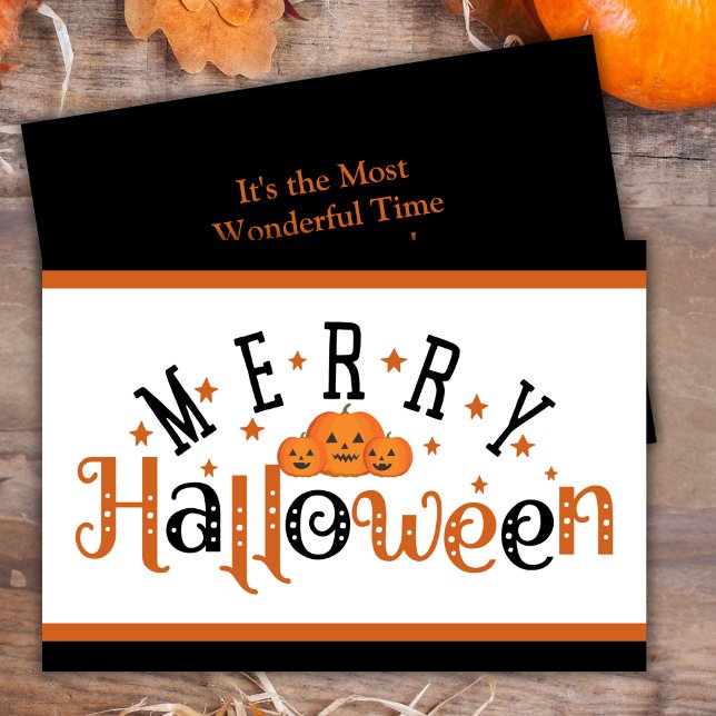 Orange And Black Festive Merry Halloween Custom Holiday Card (Orange And Black Festive Merry Halloween Custom Holiday Card)