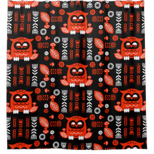 Orange And Black Folk Art Nordic Owl
