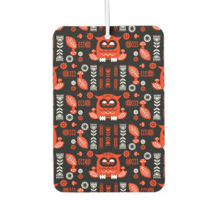 Orange And Black Folk Art Nordic Owl Air Freshener