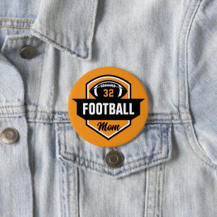 Orange and Black Football Mom Custom Jersey Number 3 Inch Round Button