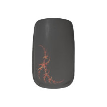 Orange and Black Fractal Nail Art Wraps