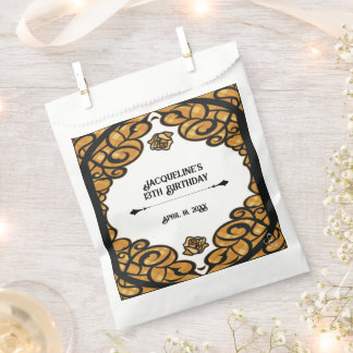 Orange and Black Gated Rose Princess Birthday  Favour Bag