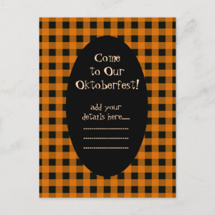 Orange and Black Gingham Oktoberfest Invitation