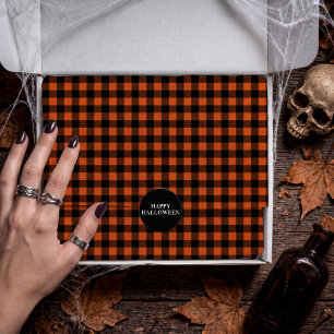 Orange and Black Gingham Plaid Check Tissue Paper