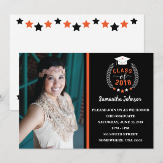 Orange and Black Graduation Party Invite