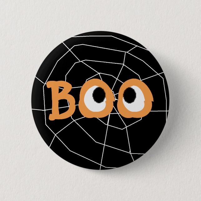 Orange and Black Halloween Boo Eyeballs Button (Front)