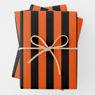 Orange and Black Halloween Stripes Wrapping Paper Sheet